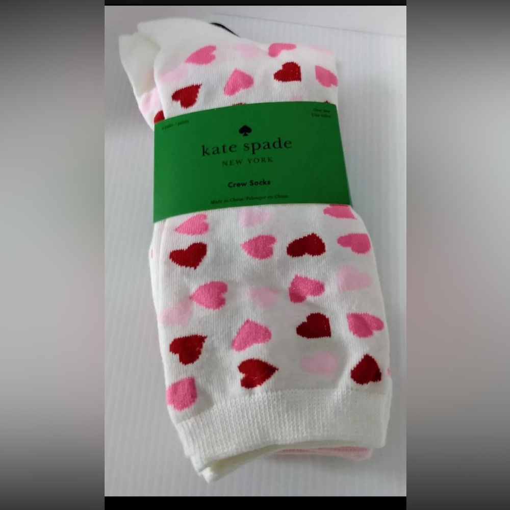 Kate Spade New York Womens Crew Socks 3 Pack, one size Valentine's‎ Day Hearts